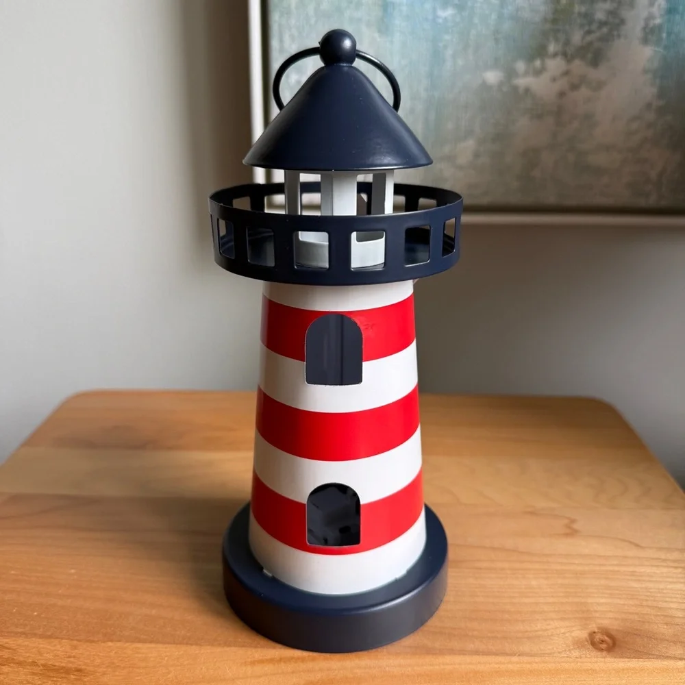 NWT Target Bullseyes Playground Metal Nautical Coastal Lighthouse LED Lantern